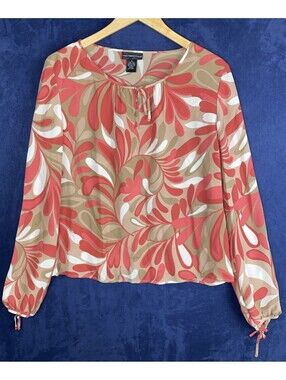 Two Twenty Five Silk Paisley Floral Keyhole Women's Sz. 8 Retro Feminine  Blouse